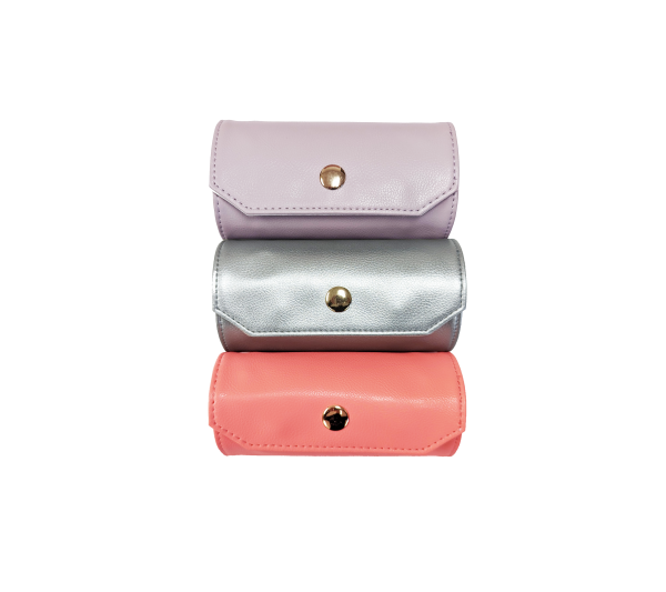 Leatherette Jewelry Roll Bag (Various Colors) 5 5/8" x 3" x 3" 
